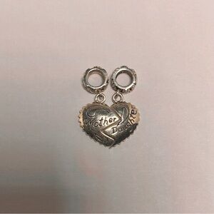 925 Sterling Silver Split Heart Mother& Daughter Charms. Fits European bracelets